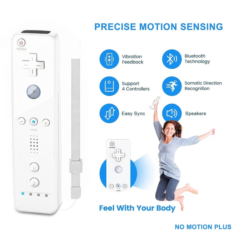 FIOTOK Wii Remote with Nunchuck,Wii Controller with Nunchuck Compatible with Nintendo Wii/Wii U with Silicone Case and Wrist Strap, White - Image 3